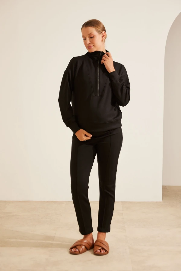 CALÇA REGULÁVEL MODAL TOUCH GESTANTE E PÓS-PARTO PRETO - Imagem 1