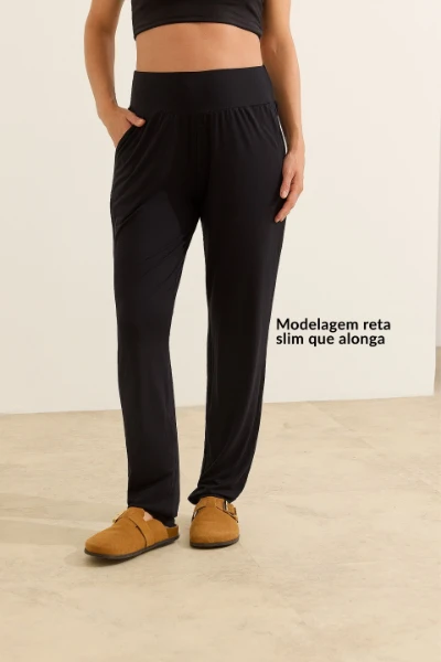 CALÇA SLIM GESTANTE E PÓS-PARTO MALHA ULTRA LIGHT PRETO - Imagem 2