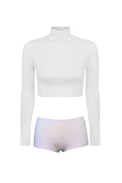KIT CALCINHA COTTON E CROPPED MANGA LONGA GESTANTE