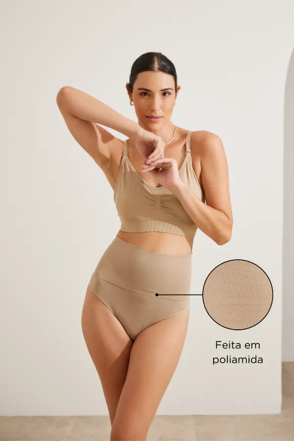 CALCINHA FIO DENTAL DE COMPRESSÃO PÓS-PARTO SEM COSTURA CHOCOLATE - Imagem 2