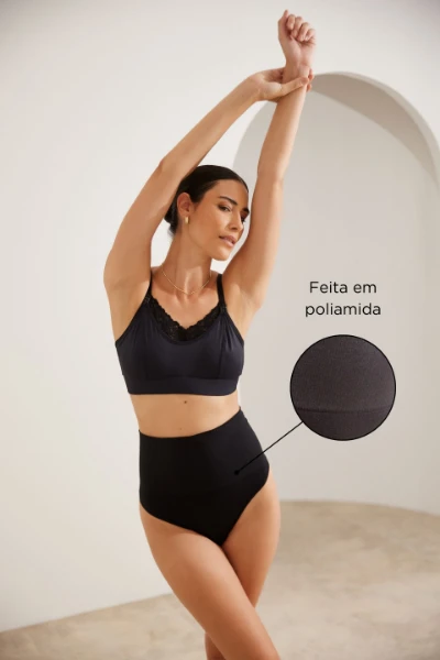 CALCINHA FIO DENTAL DE COMPRESSÃO PÓS-PARTO SEM COSTURA PRETO - Imagem 2