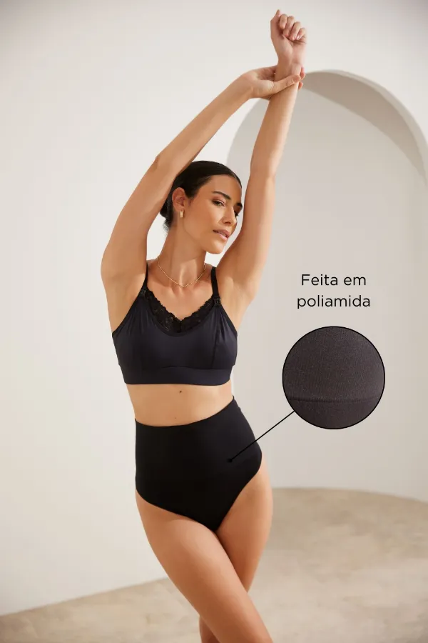CALCINHA FIO DENTAL DE COMPRESSÃO PÓS-PARTO SEM COSTURA PRETO - Imagem 2