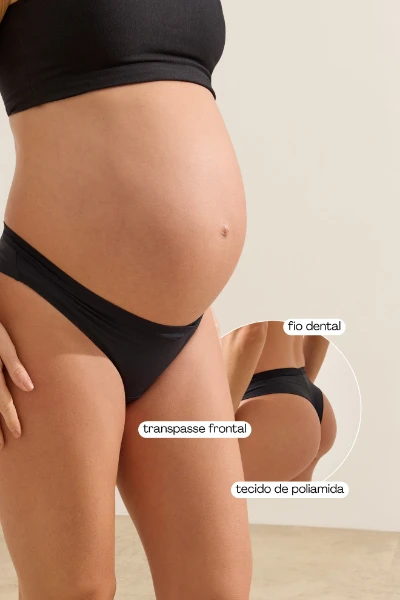 CALCINHA FIO POLIAMIDA TRANSPASSE GESTANTE PRETO - Imagem 2