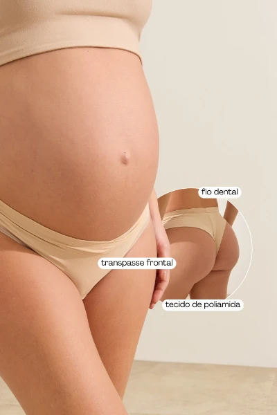 CALCINHA FIO POLIAMIDA TRANSPASSE GESTANTE CHOCOLATE - Imagem 2