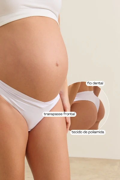 CALCINHA FIO POLIAMIDA TRANSPASSE GESTANTE BRANCO - Imagem 2