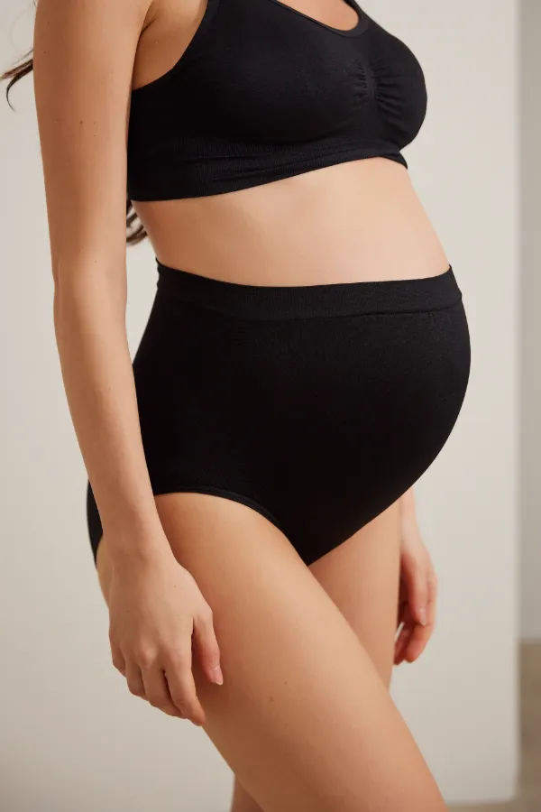 CALCINHA GESTANTE SEM COSTURA PRETO - Imagem 1
