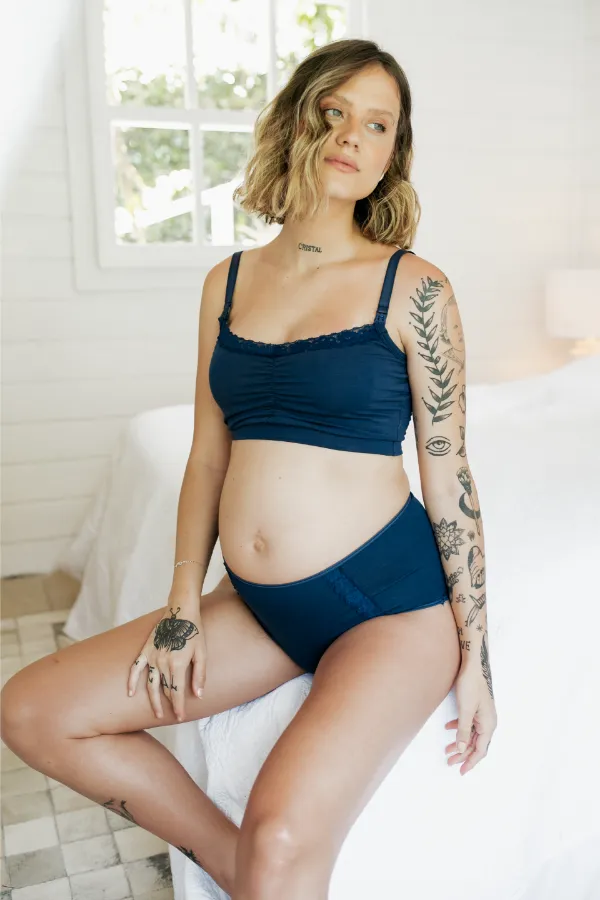 CALCINHA BÁSICA DE ALGODÃO PÓS-PARTO  MARINHO - Imagem 2