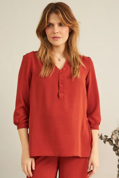 BLUSA GESTANTE E AMAMENTAÇÃO MANGA 3/4 MARROM