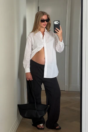 CAMISA GESTANTE E AMAMENTAÇÃO TRICOLINE DE ALGODÃO BRANCO - Imagem 1