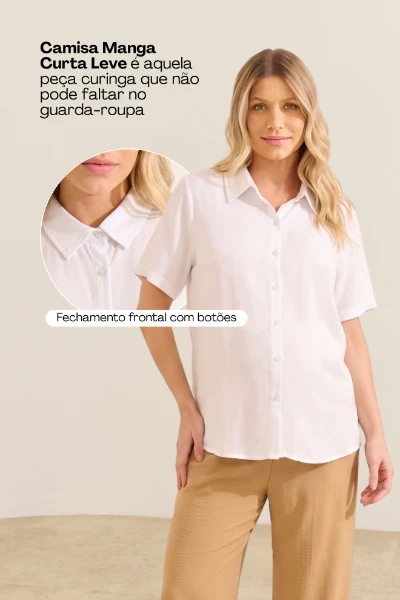 CAMISA MANGA CURTA LEVE GESTANTE E AMAMENTAÇÃO BRANCO - Imagem 2