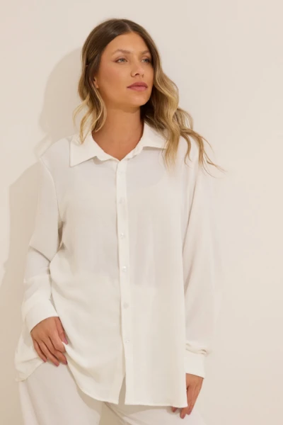 CAMISA NÃO AMASSA GESTANTE E AMAMENTAÇÃO BRANCO - Imagem 1