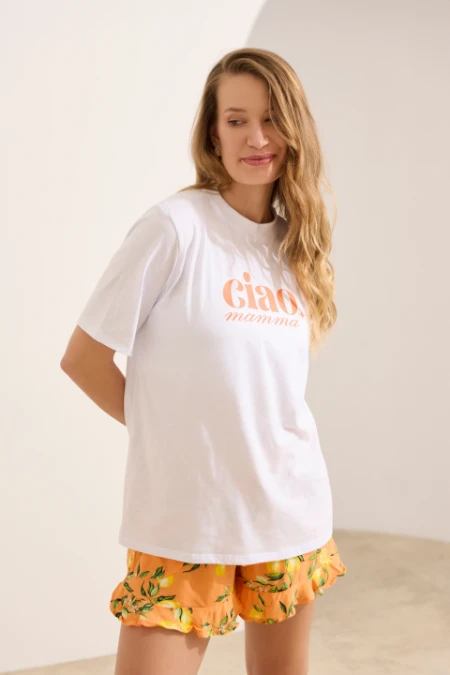 CAMISETA CLÁSSICA ESTAMPA CIAO MAMMA BRANCO