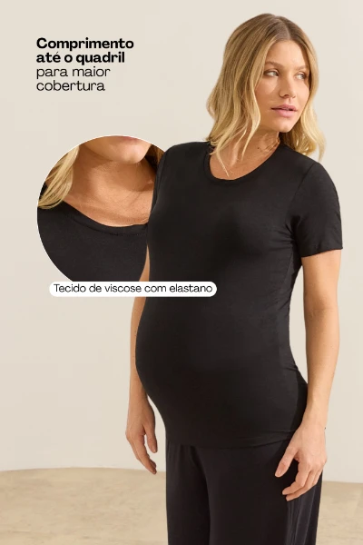CAMISETA GESTANTE BÁSICA PRETO - Imagem 2