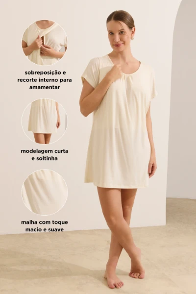 CAMISOLA AMAMENTAÇÃO CURTINHA MALHA NUVEM OFF WHITE - Imagem 2