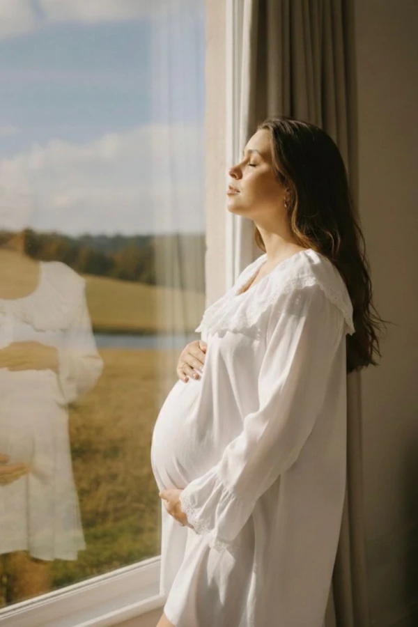 CAMISOLA COM BABADOS DE VISCOSE GESTANTE E AMAMENTAÇÃO BRANCO