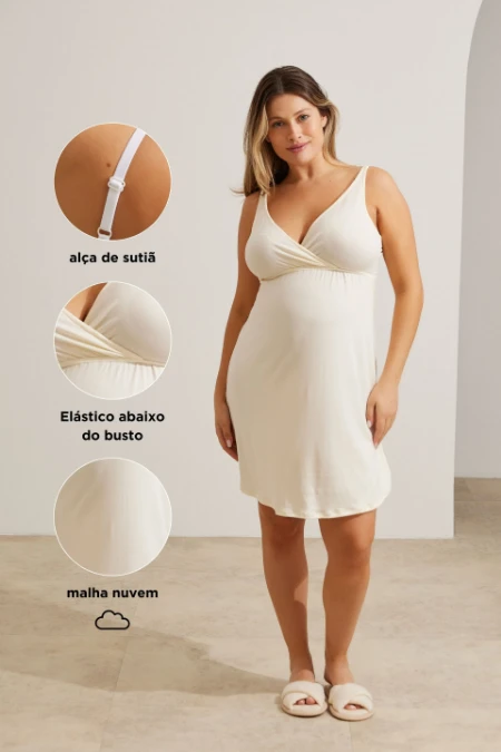 CAMISOLA MALHA NUVEM GESTANTE E AMAMENTAÇÃO OFF WHITE