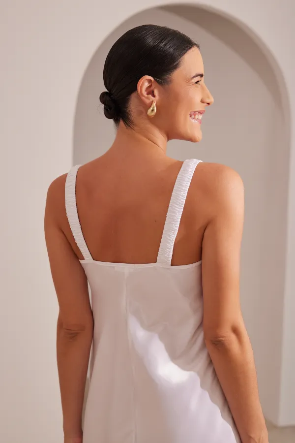 CAMISOLA MATERNIDADE CURTA COM ALÇA ELÁSTICA CETIM BRANCO - Imagem 2