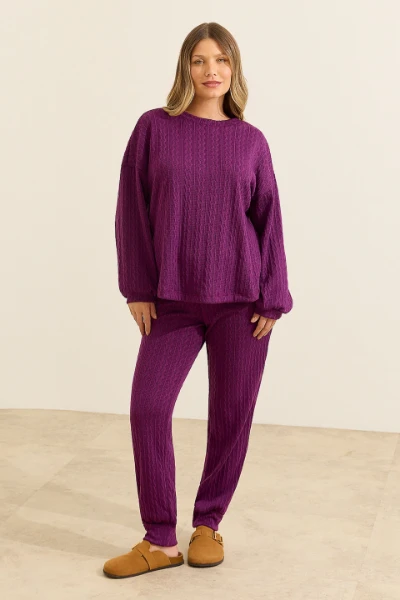 CONJUNTO GESTANTE A AMAMENTAÇÃO BLUSA E CALÇA TRICÔ CABERNET - Imagem 1