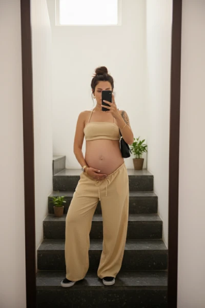CONJUNTO CALÇA E TOP AJUSTÁVEL GESTANTE E AMAMENTAÇÃO NATURAL - Imagem 1