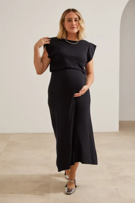 CONJUNTO GESTANTE E AMAMENTAÇÃO TRIO MULTILOOKS: 3 VESTIDOS + 2 BLUSAS PRETO