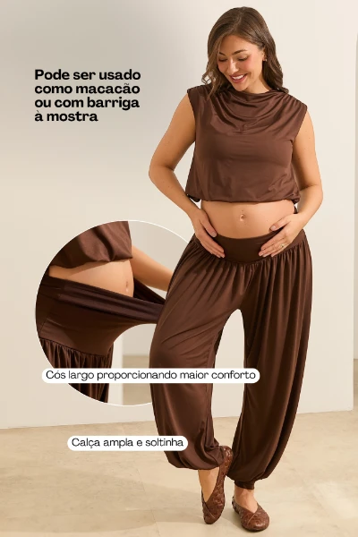 CONJUNTO QUE PARECE MACACÃO GESTANTE E AMAMENTAÇÃO AVELA - Imagem 2