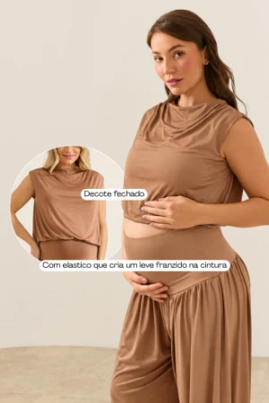 CONJUNTO QUE PARECE MACACÃO GESTANTE E AMAMENTAÇÃO AVELA - Imagem 2