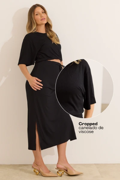 CONJUNTO QUE PARECE VESTIDO 2 EM 1 GESTANTE E AMAMENTAÇÃO PRETO - Imagem 2