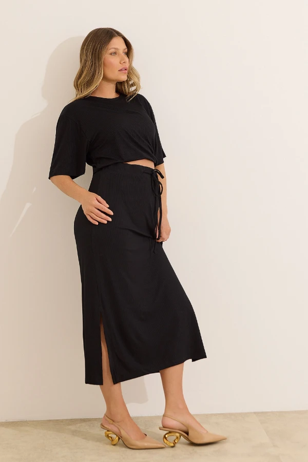 CONJUNTO QUE PARECE VESTIDO 2 EM 1 PRETO - Imagem 1