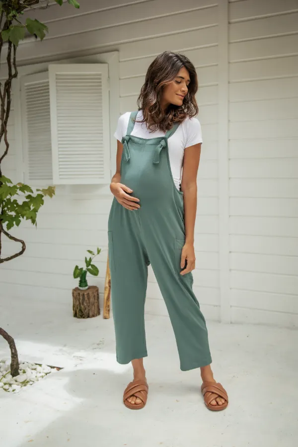 JARDINEIRA GESTANTE SOLTA COM REGULAGEM E BOLSOS  VERDE - Imagem 1