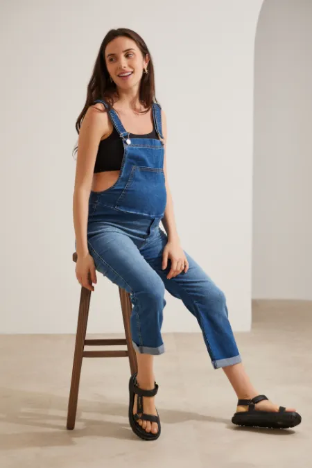 JARDINEIRA JEANS GESTANTE  INDIGO