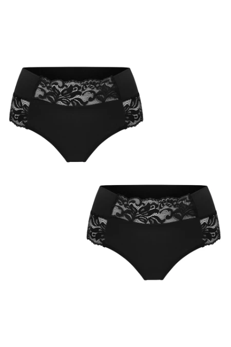 KIT 2 CALCINHAS GESTANTE E PÓS-PARTO POLIAMIDA COM RENDA FORRO ALGODÃO