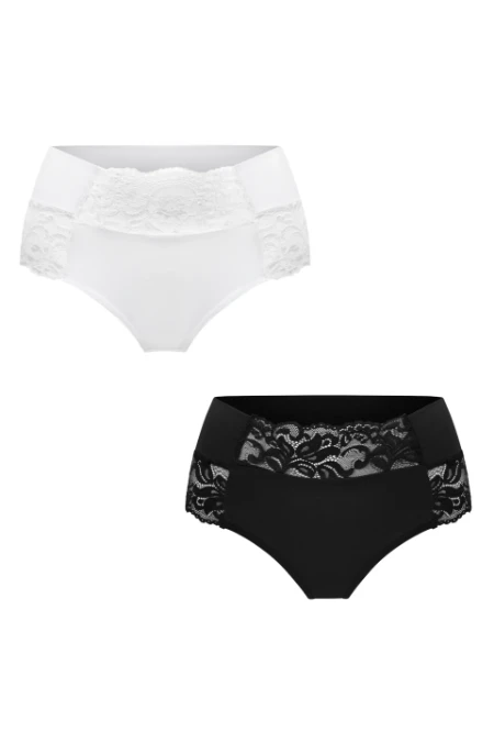 KIT 2 CALCINHAS GESTANTE E PÓS-PARTO POLIAMIDA COM RENDA FORRO ALGODÃO