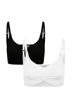 KIT 2 TOPS DE POLIAMIDA E FECHO CLICK PÓS-PARTO E AMAMENTAÇÃO