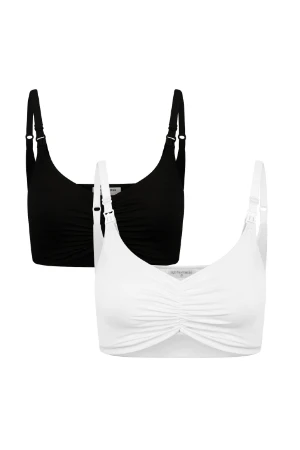 KIT 2 TOPS DE POLIAMIDA E FECHO CLICK PÓS-PARTO E AMAMENTAÇÃO - Imagem 1