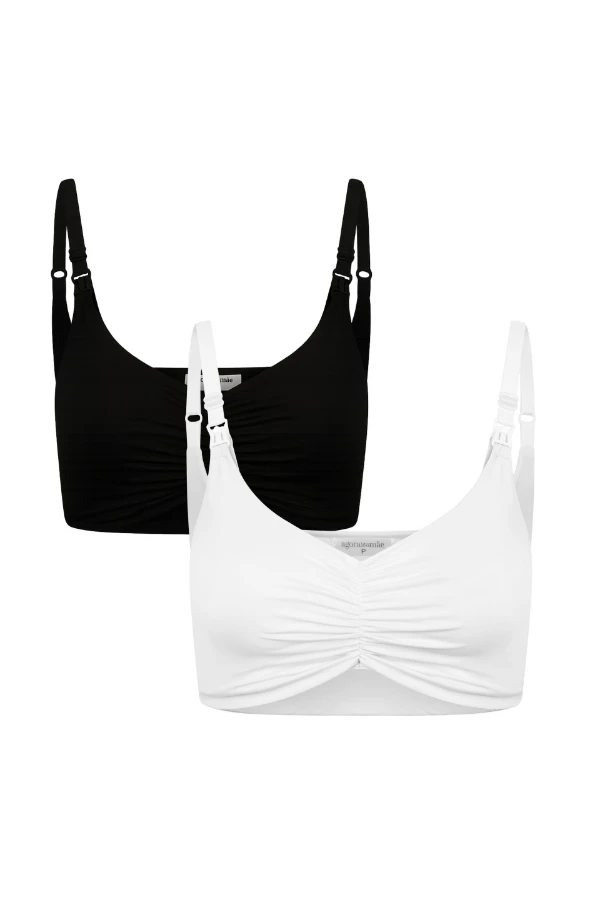 KIT 2 TOPS DE POLIAMIDA E FECHO CLICK PÓS-PARTO E AMAMENTAÇÃO  - Imagem 1