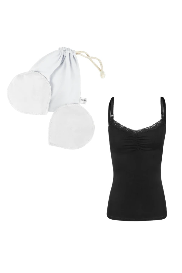 KIT AMAMENTAÇÃO REGATA 2 EM 1 E ABSORVENTE DE SEIOS EM ALGODÃO LAVÁVEL  - Imagem 1