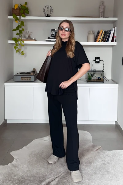KIT BLUSA ABERTURA LATERAL E CALÇA RETA COM FRISO ULTRACONFORTO®  - Imagem 2