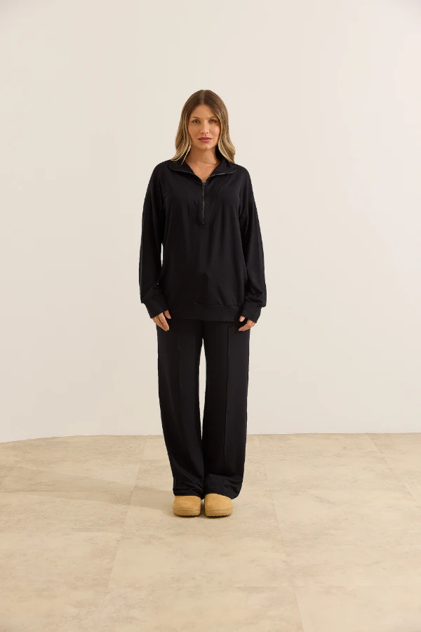 KIT BLUSA MOLETINHO E CALÇA RETA COM FRISO ULTRACONFORTO®  - Imagem 1