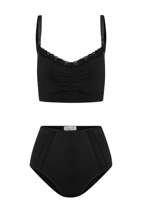 KIT CALCINHA BÁSICA PÓS-PARTO E TOP ALGODÃO PARA AMAMENTAR  - Imagem 2