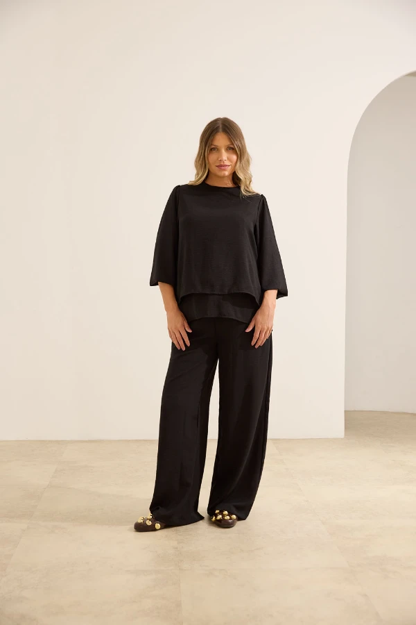 KIT CONFORTO MATERNIDADE BLUSA CLASSICA MANGA LONGA E CALÇA LASTEX  - Imagem 2