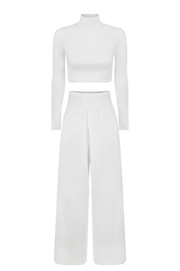 KIT CROPPED MANGA LONGA E CALÇA SOLTINHA GESTANTE  - Imagem 2