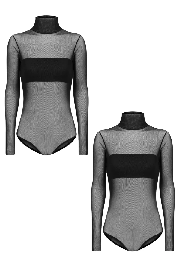 KIT GESTANTE 2 BODYS TULE MANGA LONGA COM TOP FAIXA  - Imagem 1