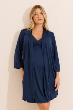KIT MATERNIDADE ROBE E CAMISOLA MALHA NUVEM