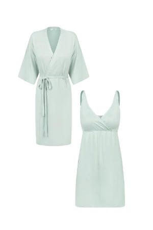 KIT ROBE E CAMISOLA MALHA NUVEM GESTANTE E AMAMENTAÇÃO - Imagem 2