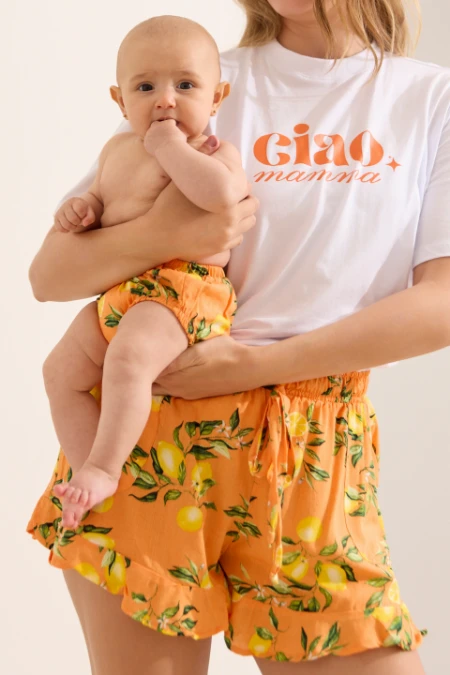 KIT SHORTS + TAPA FRALDAS CIAO MAMMA 