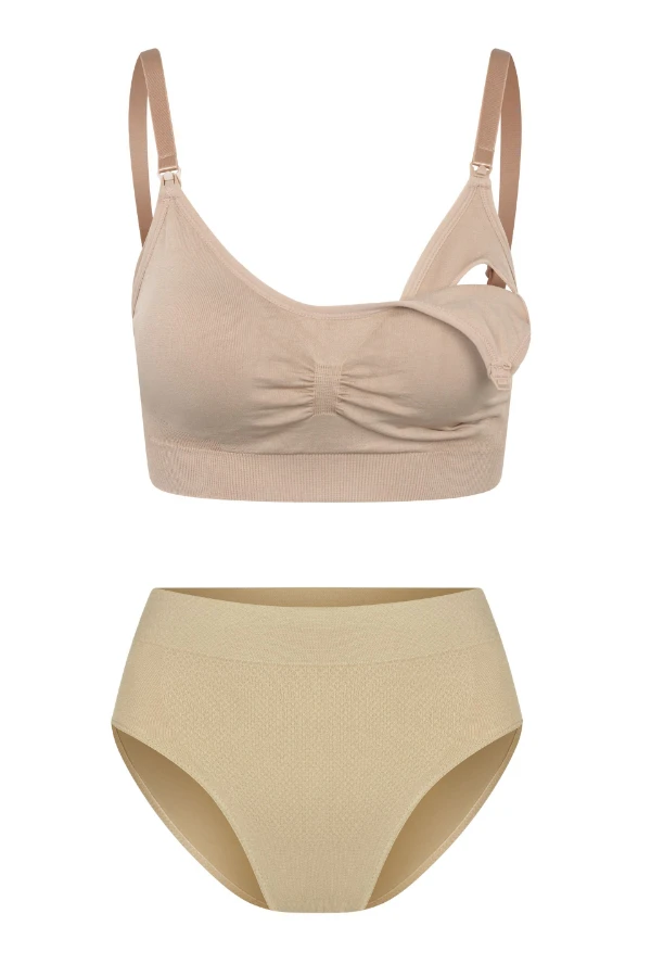 KIT SUTIÃ LUNA COM BOJO REMOVÍVEL + CALCINHA ALTA SEM COSTURA MATERNIDADE  - Imagem 2