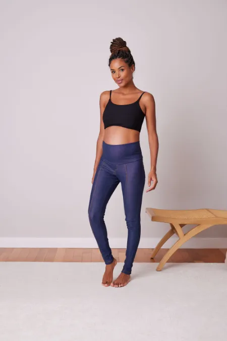 LEGGING GESTANTE JEANS DE MOLETOM  INDIGO