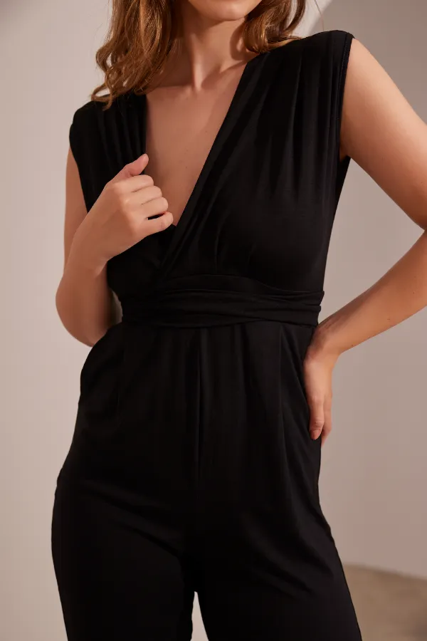 MACACÃO REGATA COM TRANSPASSE GESTANTE E AMAMENTAÇÃO PRETO - Imagem 2