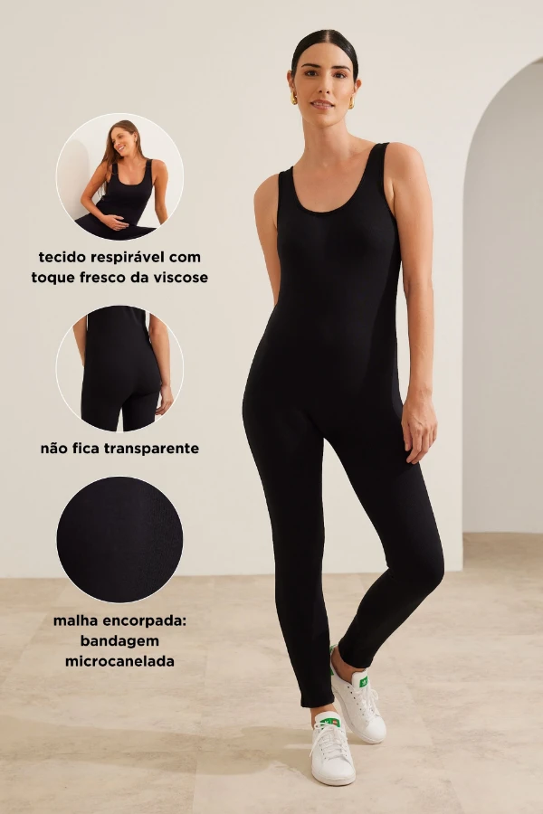 MACACÃO MARAVILHOSO PARA GESTANTE PRETO - Imagem 2