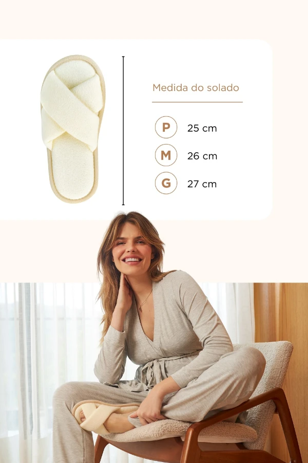 PANTUFA FEMININA TRANÇADA OFF WHITE - Imagem 1